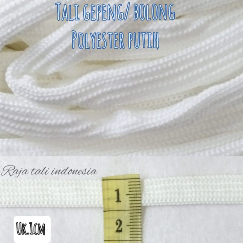 Tali Celana / Tali boxer / Tali Kolor / Tali gepeng / bolong Polyester Warna Hitam & Putih Uk 1cm @ 