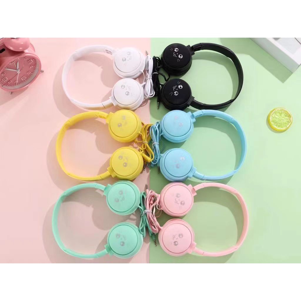 Headphone bando Macaron macaron xtra super bass game gaming Mic warna cantik gamer