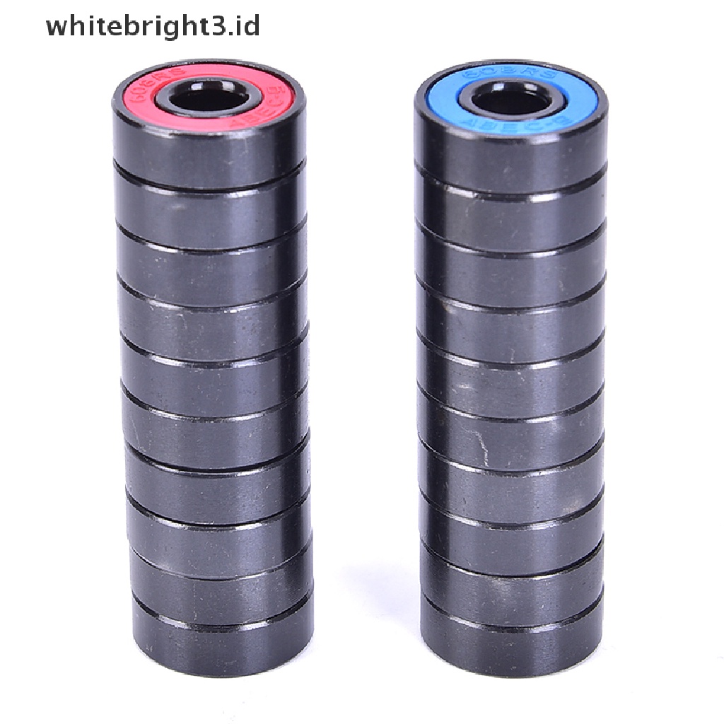 (whitebright3.id) 10pcs / set 608 2RS Bearing Deep Groove Bahan Baja 608RS 608-2RS