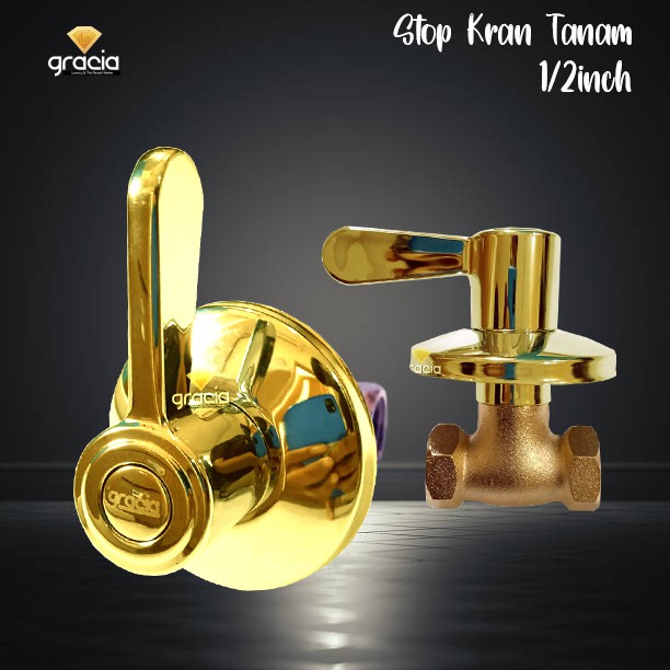 Stop kran tanam GOLD kran dinding kran toilet 1/2 inch Stop Kran Shower Tanam