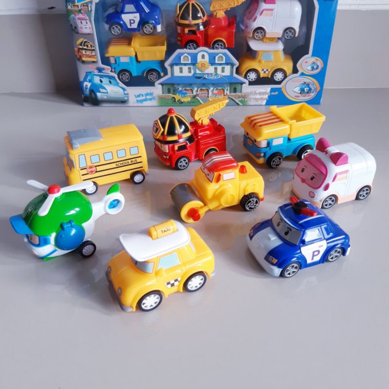 Set Action Figure Robotcar Poli isi 8 Pcs - Mainan Mobil Figur Anak Edukatif Laki Cowok