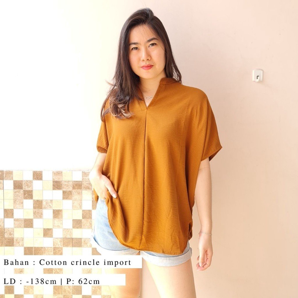 2904 CARITA OVERSIZE TOP BLOUSE BIGSIZE JUMBO FELICIA BLOUSE-TEMBAGA import