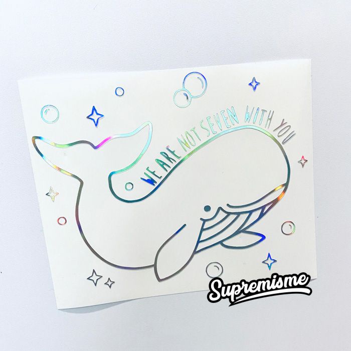 Stiker Hologram BTS Whalien 52 We are not seven with you Whale, Stiker seri BTS21 untuk Laptop, Kulkas, Tempat minum, Gelas, Koper, Mobil, Hologram Sticker BTS Army Bomb Label Nama Lightstick Waterproff Anti Gores