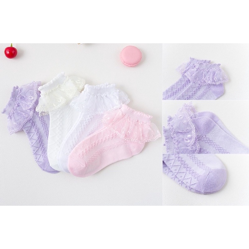 Kaos Kaki Anak Perempuan Import Model Ruffle Love Diamond Rantai / Kid Girl Socks