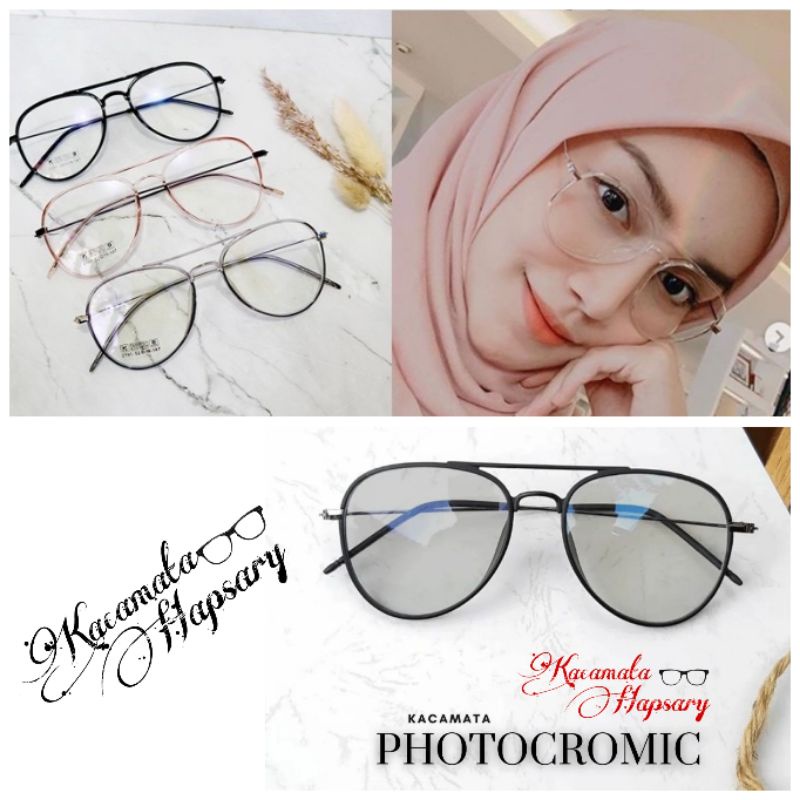 FRAME KACAMATA AVIATOR AROUND| PAKET FRAME + LENSA PHOTOCROMIC | KACAMATA MINUS | ANTI RADIASI