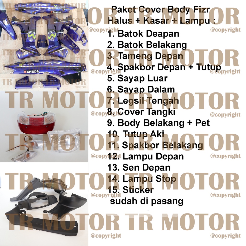 Cover Body Fizr F1zr Movistar Biru Full Set Halus Cover Bodi Yamaha Fiz r