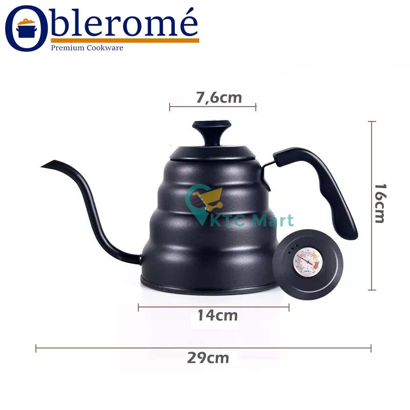 KTCmart - Gooseneck Kettle with Thermometer 1,2L Teko Leher Angsa  Teko Kopi