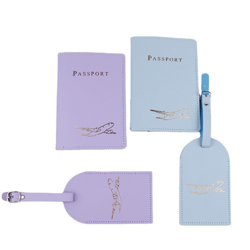 Gro 4pcs Lover Couple PU Leather Passport Untuk Case Holder Luggage Tag Travel Pelindung Kartu Kredit Pernikahan Untuk Wanita Me