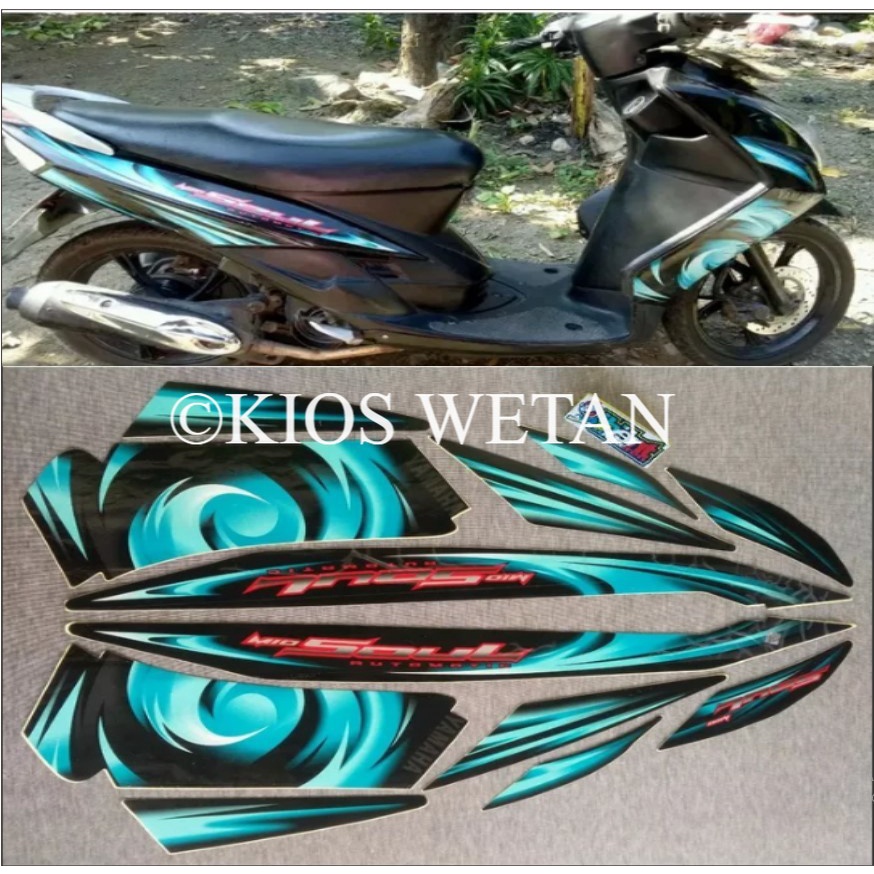 STRIPING MIO SOUL HITAM BIRU  2007 STIKER LIS STANDAR ORI YAMAHA POLET