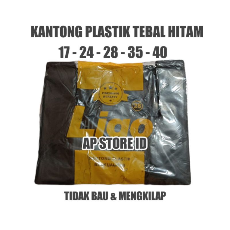 Hd kantong Plastik / kresek tebal hitam Kumas 17,24,28,35,40