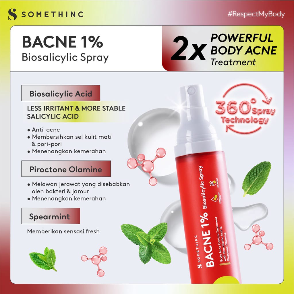 Somethinc Bacne 1% Biosalicylic Spray Hello Kitty 50ml - Spray Jerawat Badan &amp; Jerawat Punggung