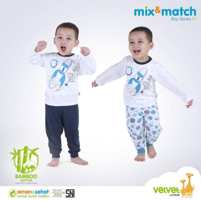 Setelan Piyama Anak Velvet Mix &amp;Match -Spaceship