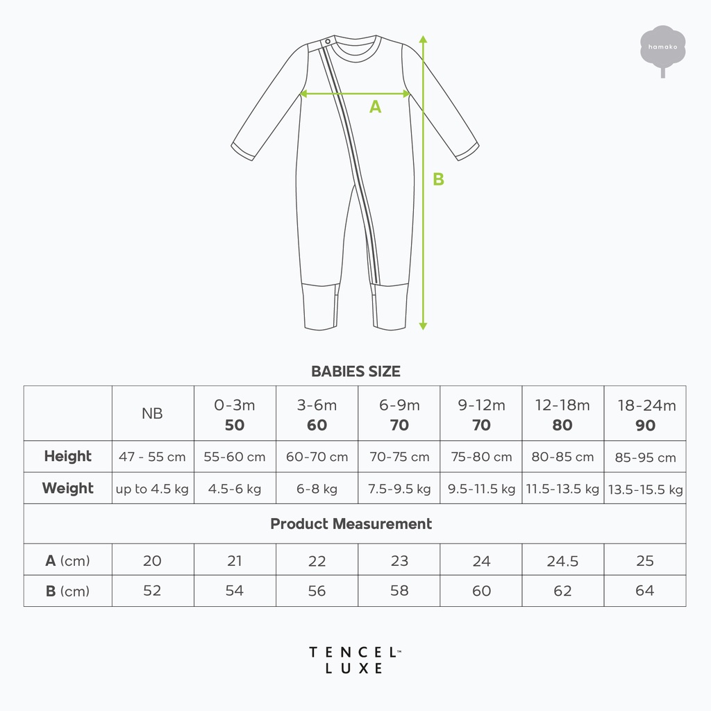 Hamako Zipsuit - Jumper Sleepsuit Baju Tidur Anak Bayi Baby Tencel Zipper Resleting Piyama Panjang