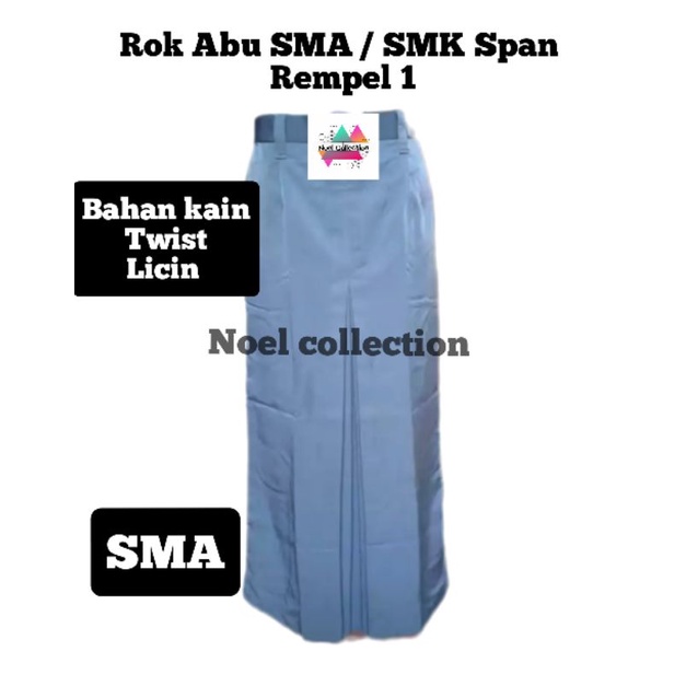Rok abu Rok span belah 1 panjang SMA (twist/licin) NON KARET