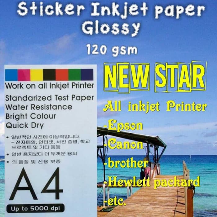 

Order Langsung sticker glossy paper kertas stiker inkjet A4 isi 20 lembar Diskon