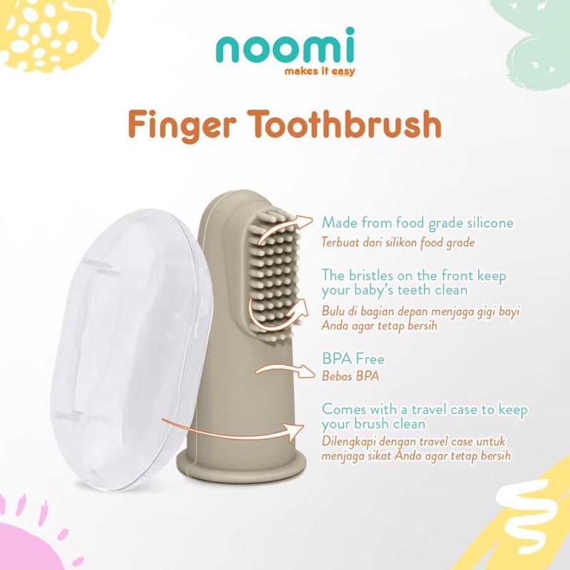 Noomi Silicone Finger Toothbrush isi 2 pc Pembersih Lidah Bayi Sikat gigi Anak Sikat Lidah