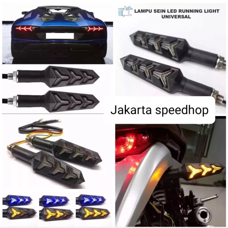 Lampu sen motor variasi model running motif lamborghini universal