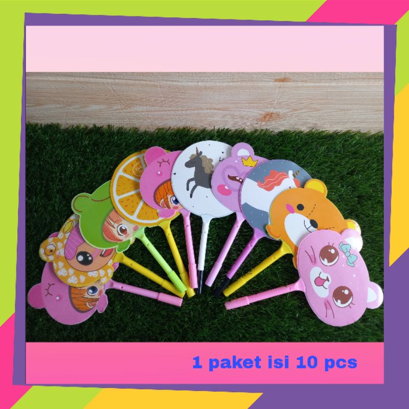 

Pena Kipas Karakter/Pulpen Kipas Karakter/Souvenir Pernikahan isi 10 pcs