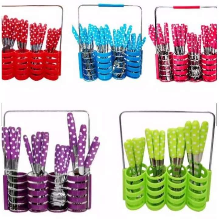 SENDOK SET POLKADOT ISI 24PCS / SENDOK POLKA SET 24 PCS / SENDOK MAKAN POLKADOT ISI 24 PCS