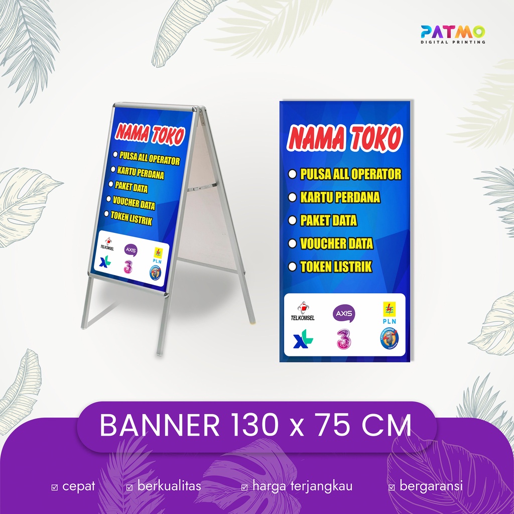 SPANDUK BANNER 75 x 130 cm KONTER / PULSA / LAUNDRY / BENGKEL / TOKO / WARUNG