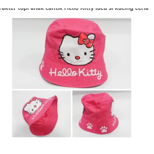 bucket hat karakter topi anak cantik Hello KItty lucu/ Topi Bucket Anak Cwe / Topi Bucket HelloKitty