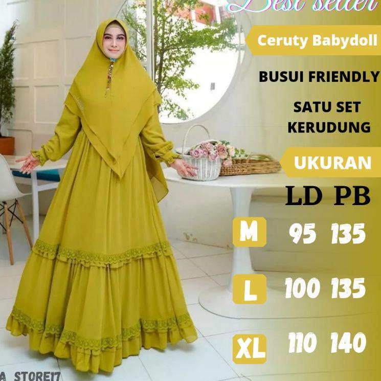 M L XL XXL Baju Gamis ukuran Jumbo2022 BIG SIZE LD 120 Kaffa Syari Matt Ceruty Babydoll Set up [BNR.