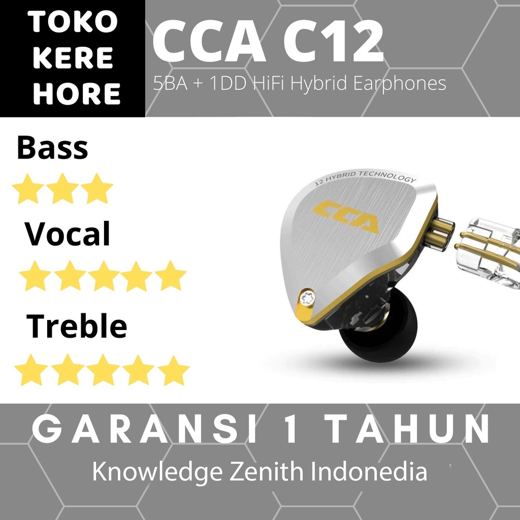 CCA C12 Earphone 6 driver 5BA +1 DD metal faceplate