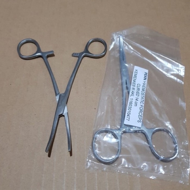 Pean Klem 14 cm 14cm Lurus Bengkok Arteri Dental Clamp Forceps - Bengkok / lurus