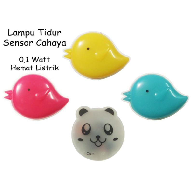 Lampu Tidur Malam Otomatis Sensor Cahaya Panda Burung Bird Sleep Mini Lamp Mini Night Light