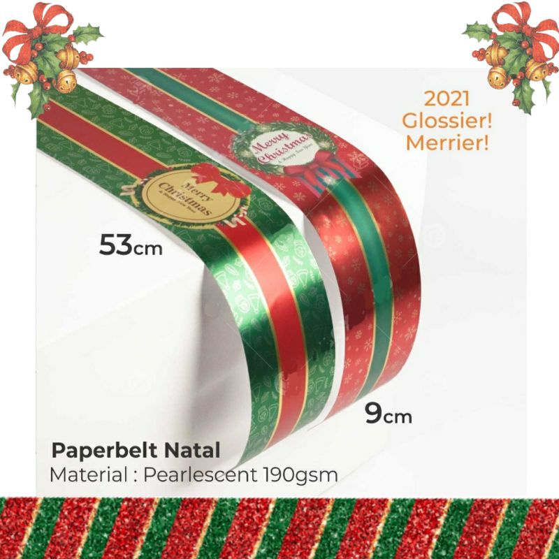 

Paper Belt Christmas Pita Kertas Sabuk Natal Sleeve Pita Hampers Pita Parcel