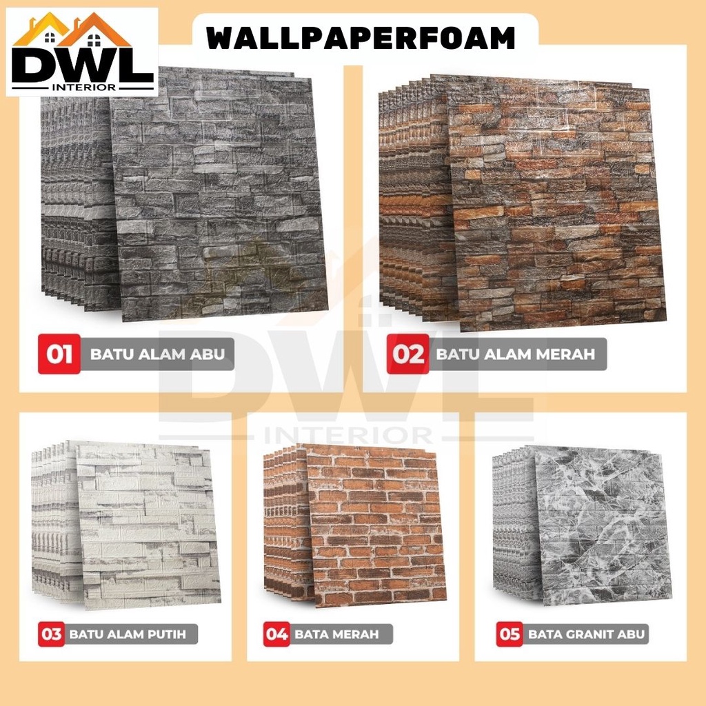 Wallpaper Foam Batu Alam "langsung tempel"