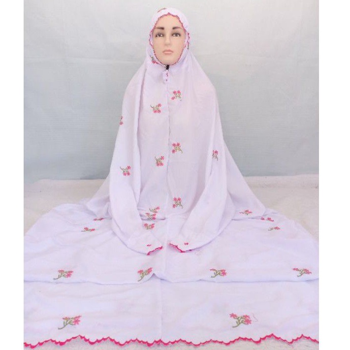 Mukena Terusan/Lajur Polino Bordir 1000 Bunga