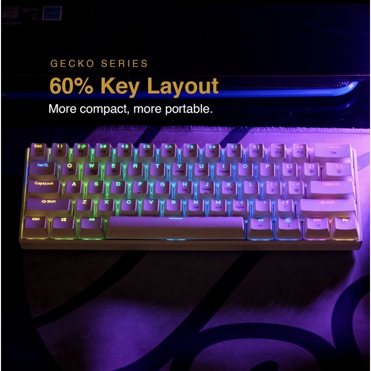 Koodo Gecko 60% RGB Mechanical Bluetooth Keyboard White Case BNIB