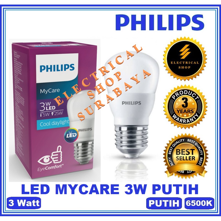 PHILIPS LAMPU LED BULB MYCARE 3W 3 WATT PUTIH (HARGA GROSIR DENGAN MINIMAL PEMBELIAN) PROMO TERMURAH