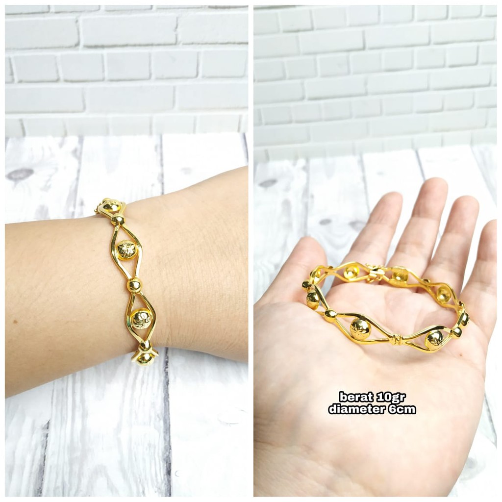 GELANG MOTIF RANGKAI BULAT GOLD PERAK ASLI S925 KODE CF039