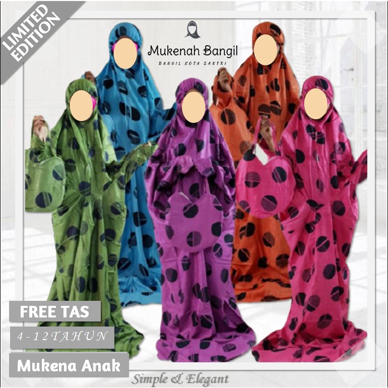 Mukena Mukenah Rukuh ANAK TERUSAN 4-12 TAHUN MOTIF Premium Jumbo Travel Katun Rayon Jepang Bali