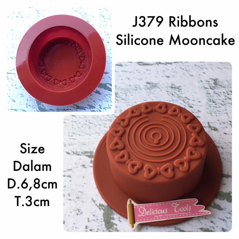 J379 Ribbons Silicone Mooncake cetakan silikon puding jelly kue bulan