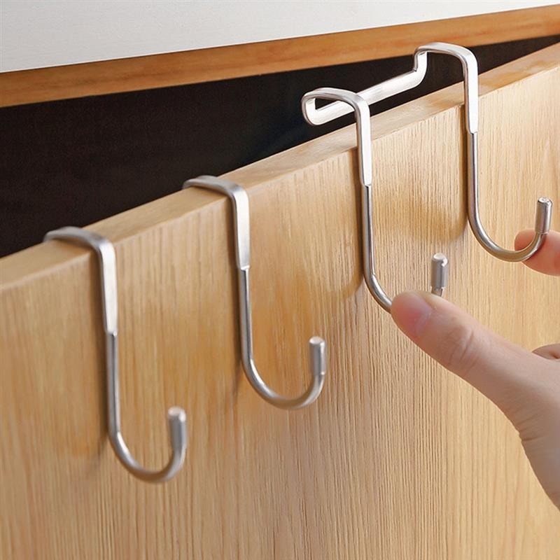 Gantungan Pintu Lemari Cantolan Tambahan Pengait Kait Kuat Serbaguna Tas Jaket Baju Celana Peralatan Dapur Lap Tangan Handuk Hook Cabinet Door Hanger Stainless Steel