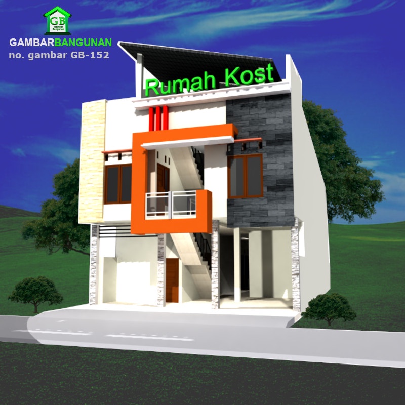

desain rumah kost 2 lantai ukuran tanah 8,5m x 22m no gambar GB-152