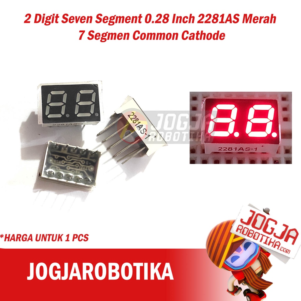 2 Digit Seven Segment 0.28 Inch 2281AS 2821AS Merah 7 Segmen Common Cathode Katoda