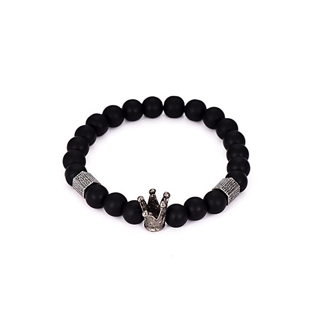 LRC Gelang Tangan Fashion Black Natural Stone Alloy Bracelet F46835