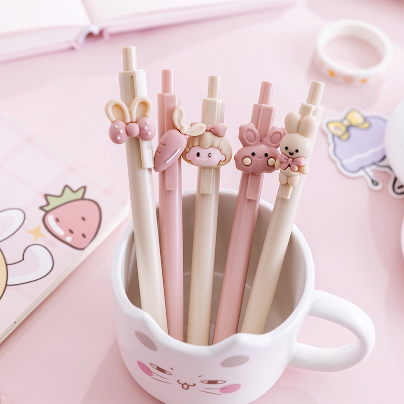 1pc Pen Gel Bentuk Kelinci Lucu Kreatif Untuk Stationery Sekolah / Kantor