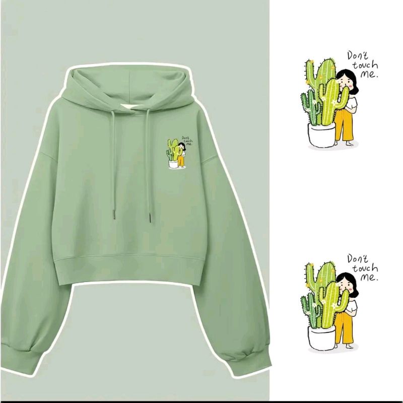 CACTUS SABLON DTF SWEATER OVERSIZE CROP
