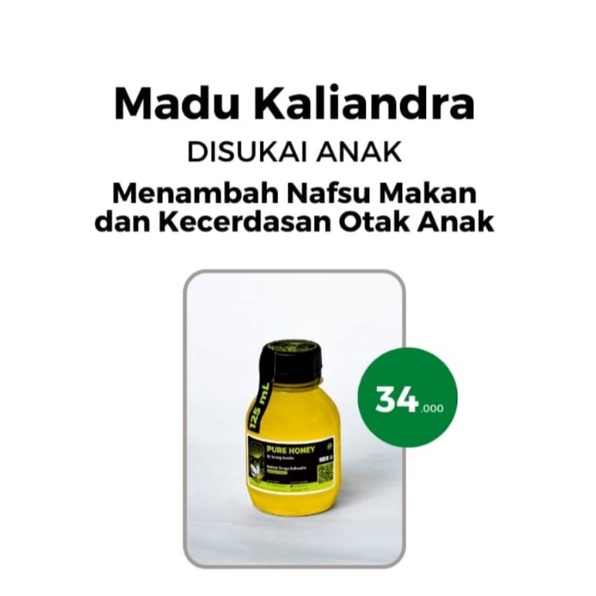 

Madu Murni Asli Nektar Bunga kaliandra Raw Honey [125ml]