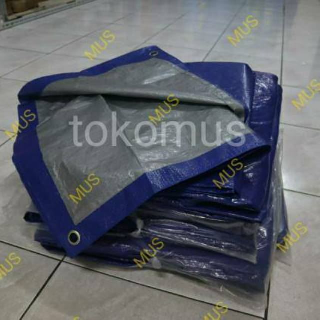 Terpal jadi A3 biru silver /terpal plastik/ terpal tenda