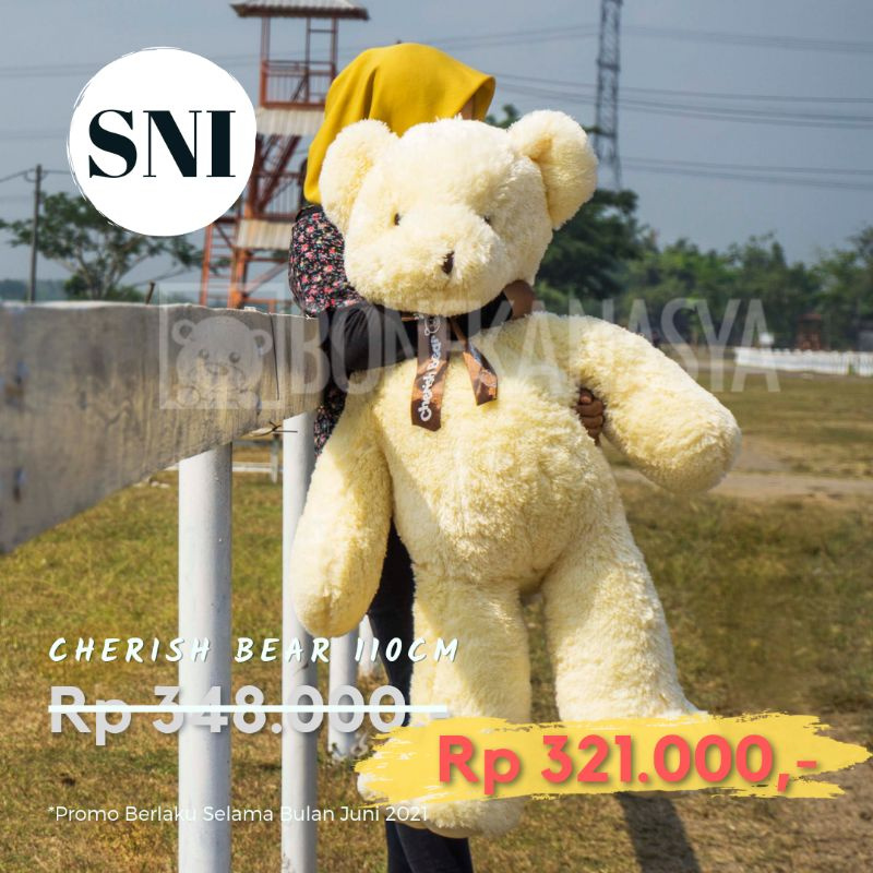  Boneka  bear Jumbo mainan Bear cherish 110cm krem 