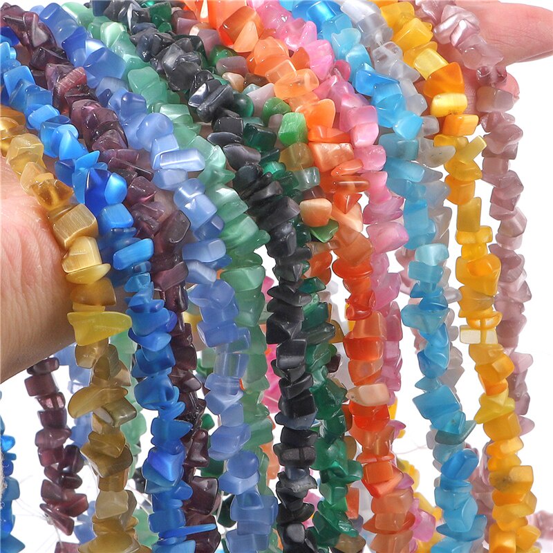 200 Pcs 80 Cm/16 4-9 Mm Kucing Mata Batu Manik-manik Manik-manik Biji untuk DIY Kalung Gelang Membuat Perhiasan