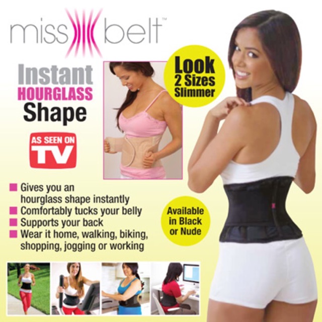 Miss Belt Instant Hourglass Body Shape Korset Pelangsing Perut Instant dengan Kompresi ganda