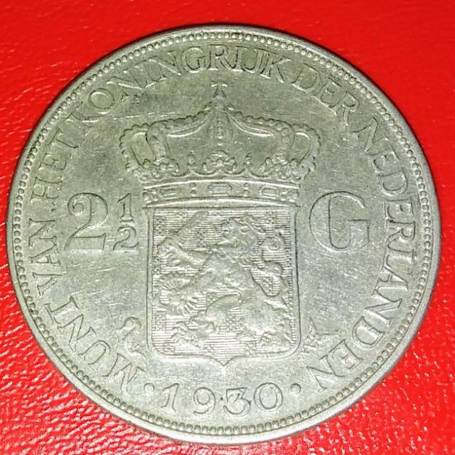 Koin Perak 2,5 Gulden Wihelmina tahun 1930 dan 1937