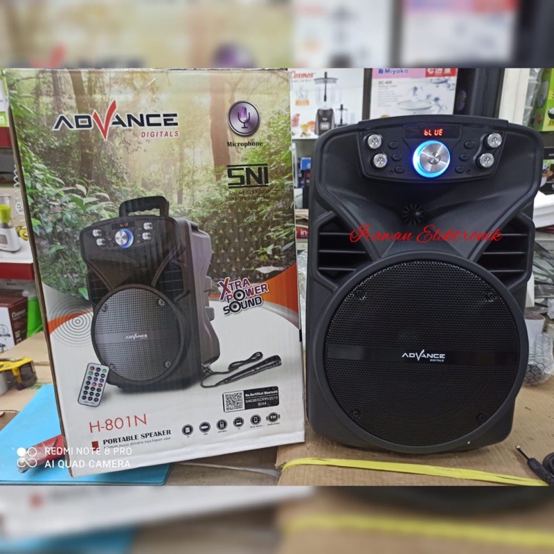 Speaker Meeting Advance bluetooth H 801N (bonus mic kabel 1pcs) Speaker bluetooth / Speaker Aktif super bass Advance H-801N - Speaker Meeting Bluetooth 8&quot; inch~FMS